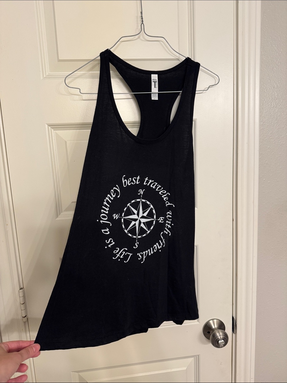 Bella Canvas Black Racerback Tank with White Compass Graphic